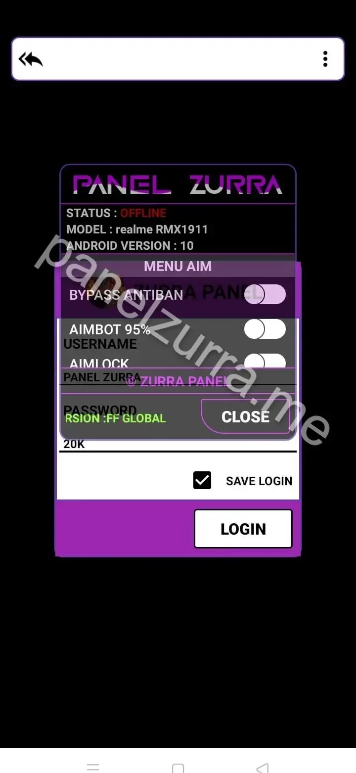 Screenshot of Panelzurra Cheat Codes