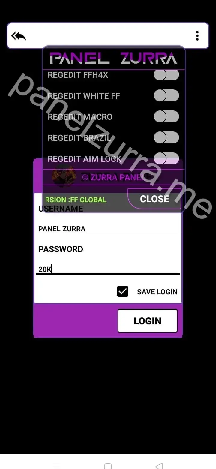 Screenshot of Panelzurra Wallhack